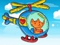 Spiel Malbuch: Katze fährt Hubschrauber  Online