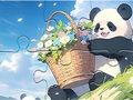 Spiel Puzzle: Korbblumen-Panda  Online
