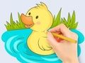 Spiel Malbuch: Baby-Entenschwimmen  Online