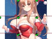 Spiel Anime-Mädchen im roten Kleid-Fliesenpuzzle  Online