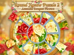 Round jigsaw Puzzle 2 - Assemble Bouquet flowers – kostenloses Online-Spiel