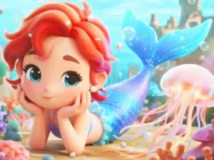 Jigsaw Puzzle: Chibi Mermaid Marshmallow Jellyfish – kostenloses Online-Spiel