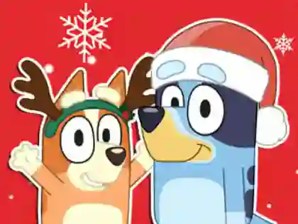 Jigsaw Puzzle: Bluey Christmas Gift – kostenloses Online-Spiel