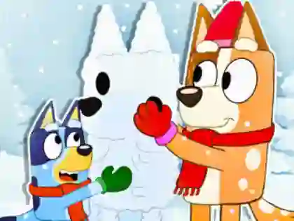 Jigsaw Puzzle: Bluey Christmas Snowman – kostenloses Online-Spiel