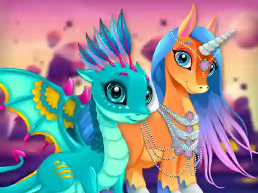 Cute Unicorns And Dragons Puzzle – kostenloses Online-Spiel