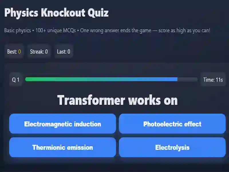 Physics knowledge quiz – kostenloses Online-Spiel