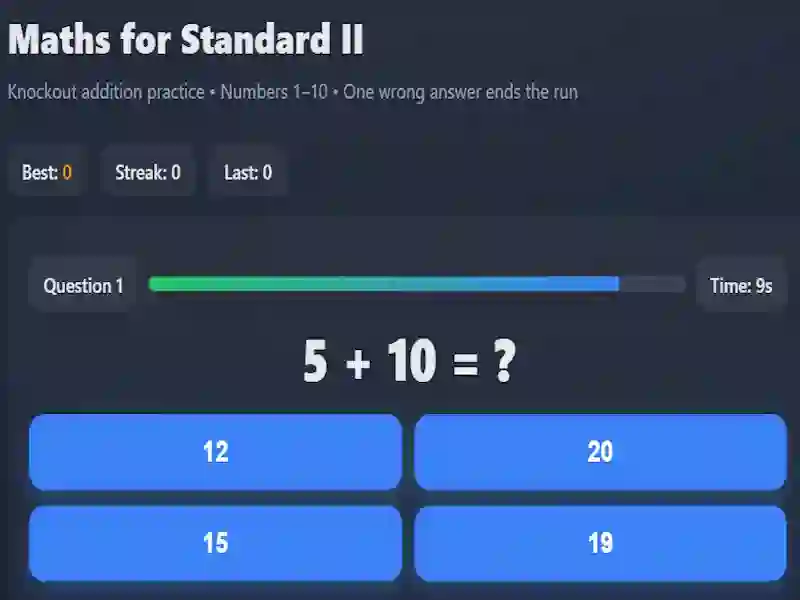 Maths for Standard II – kostenloses Online-Spiel