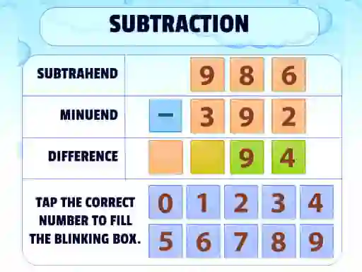 Subtraction Practice – kostenloses Online-Spiel
