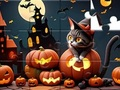 Spiel Puzzle: Halloween-Katze  Online