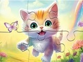 Spiel Puzzle: Kätzchen mit Schmetterling  Online