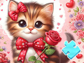 Spiel Puzzle: Katze mit Schleife  Online