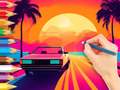 Spiel Malbuch: Fahren bei Sonnenuntergang  Online