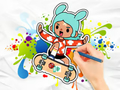 Spiel Malbuch: Toca Boca Skateboard  Online