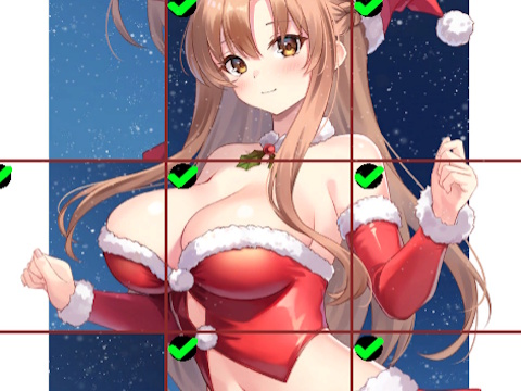 Spiel Anime-Mädchen im roten Kleid-Fliesenpuzzle  Online