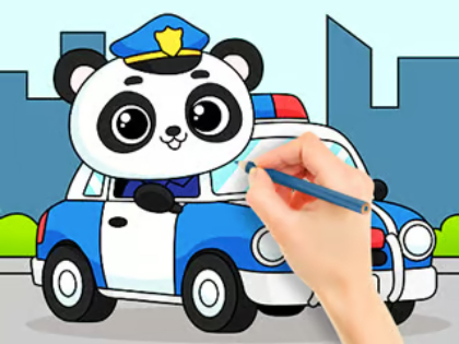 Spiel Malbuch: Polizei-Panda  Online