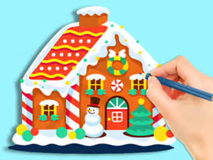 Spiel Malbuch: Lebkuchenhütte  Online
