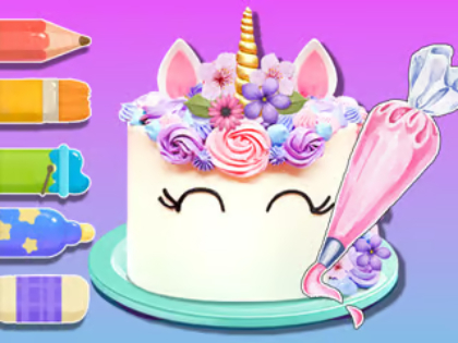 Spiel Malbuch: Einhornkuchen  Online