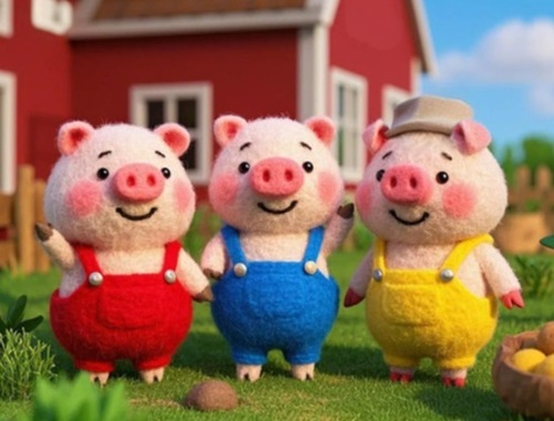 Spiel Finden Sie die Unterschiede: die 3 kleinen Schweine  Online
