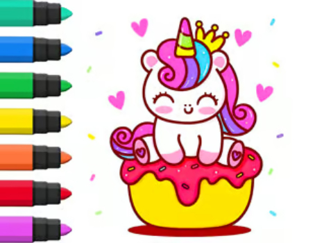 Spiel Malbuch: Einhorn Cupcake  Online