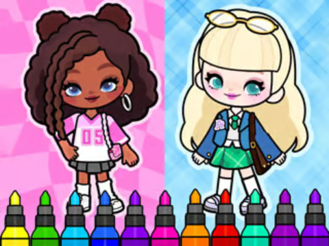 Spiel Malbuch: Aha World Sporty Girl  Online