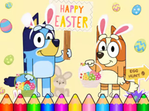 Spiel Malbuch: Bluey Frohe Ostern  Online