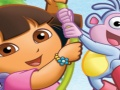 Spiel Puzzle Spaß dora mit Stiefeln  Online